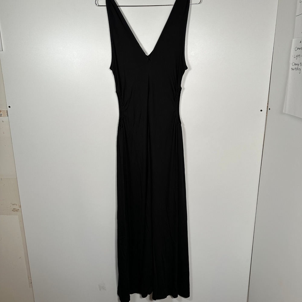 Madison The Label Melody Dress Black V-Neck Side Cut outs Ruched Maxi Large NEW - Picture 8 of 10